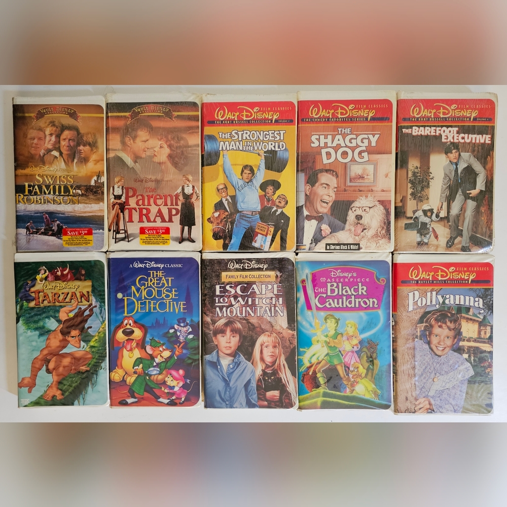 Vintage Disney VHS Lot of 10 (5 Sealed) Parent Trap, Swiss Family Robinson, More